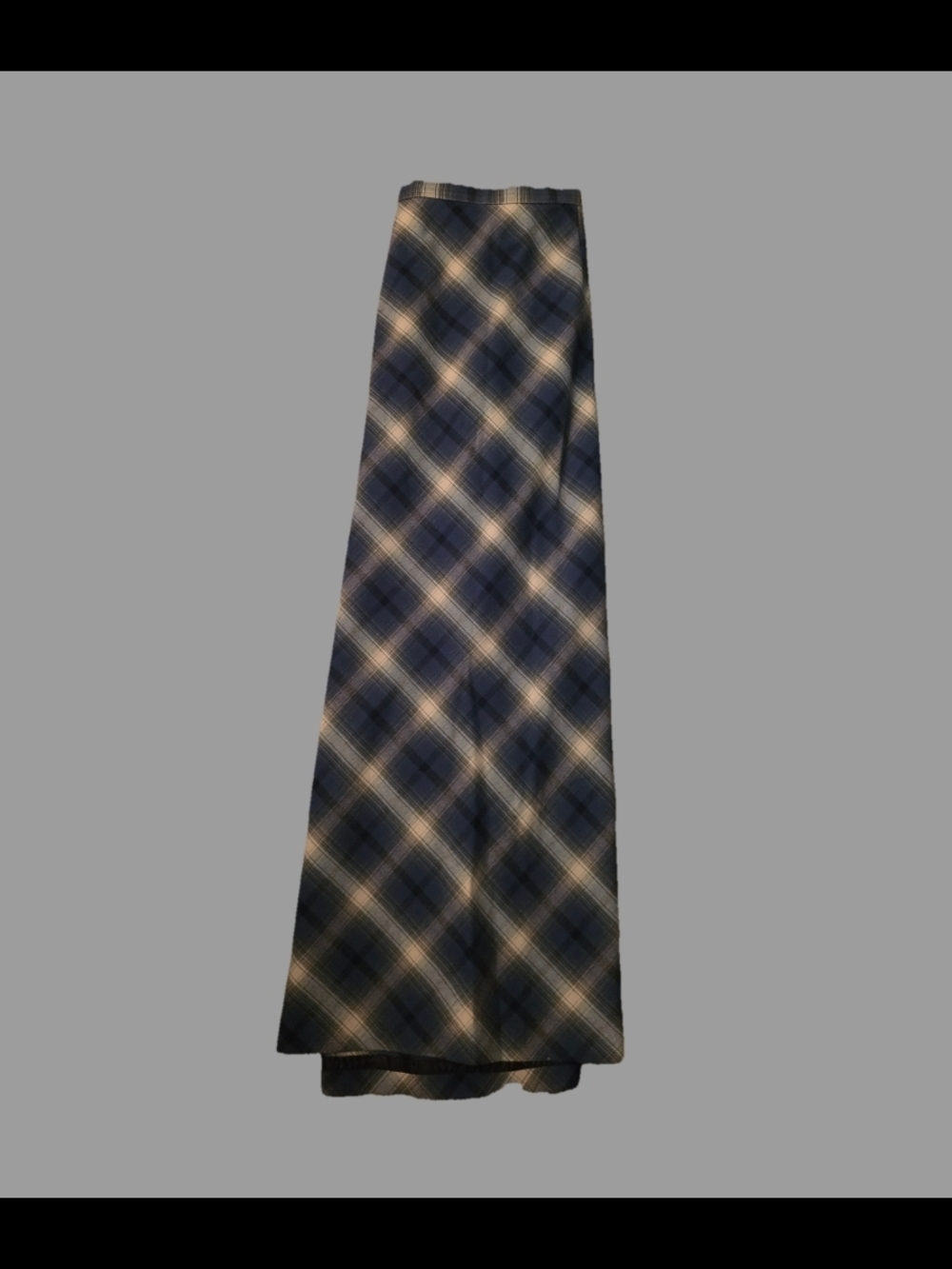 Eddie Bauer Navy and Cream Plaid Maxi Skirt